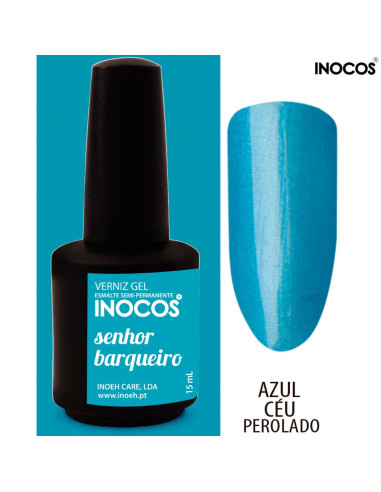 Senhor Barqueiro Verniz Gel 5ml Inocos Azul Perolado Verniz De Gel