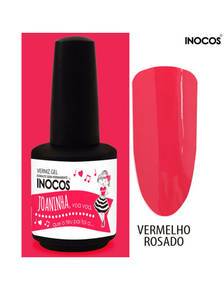 Joaninha Verniz Gel Vermelho Rosado 15ml Inocos INOCOS Verniz Gel