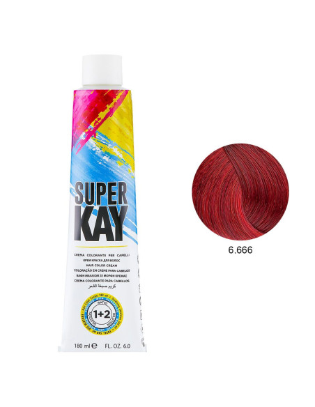 Coloração 6.666 Loiro Escuro Ruivo Extra Intenso 180ml - SuperKay SUPERKAY 